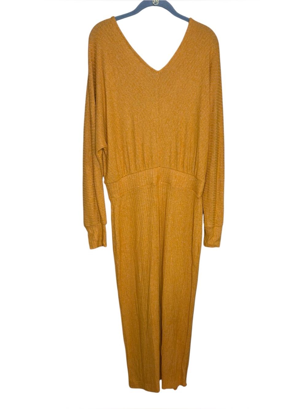 Daily Practice barre midi Dress Ribbed Knit honey yellow gold long sleeve medium - Picture 3 of 4